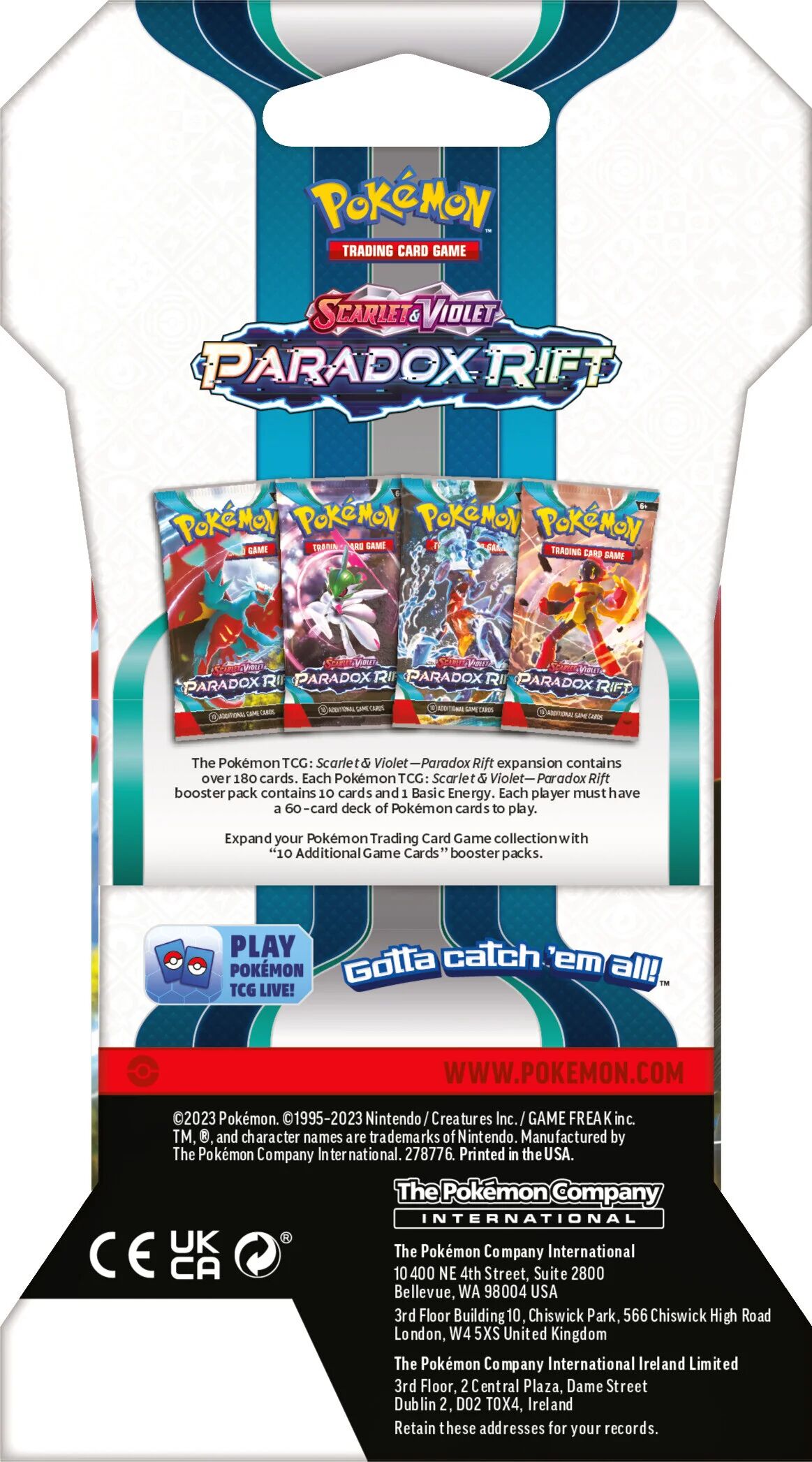 Pokémon TCG: Scarlet & Violet - Paradox Rift Sleeved Booster Pack (10 Cards) 1 Random - EN